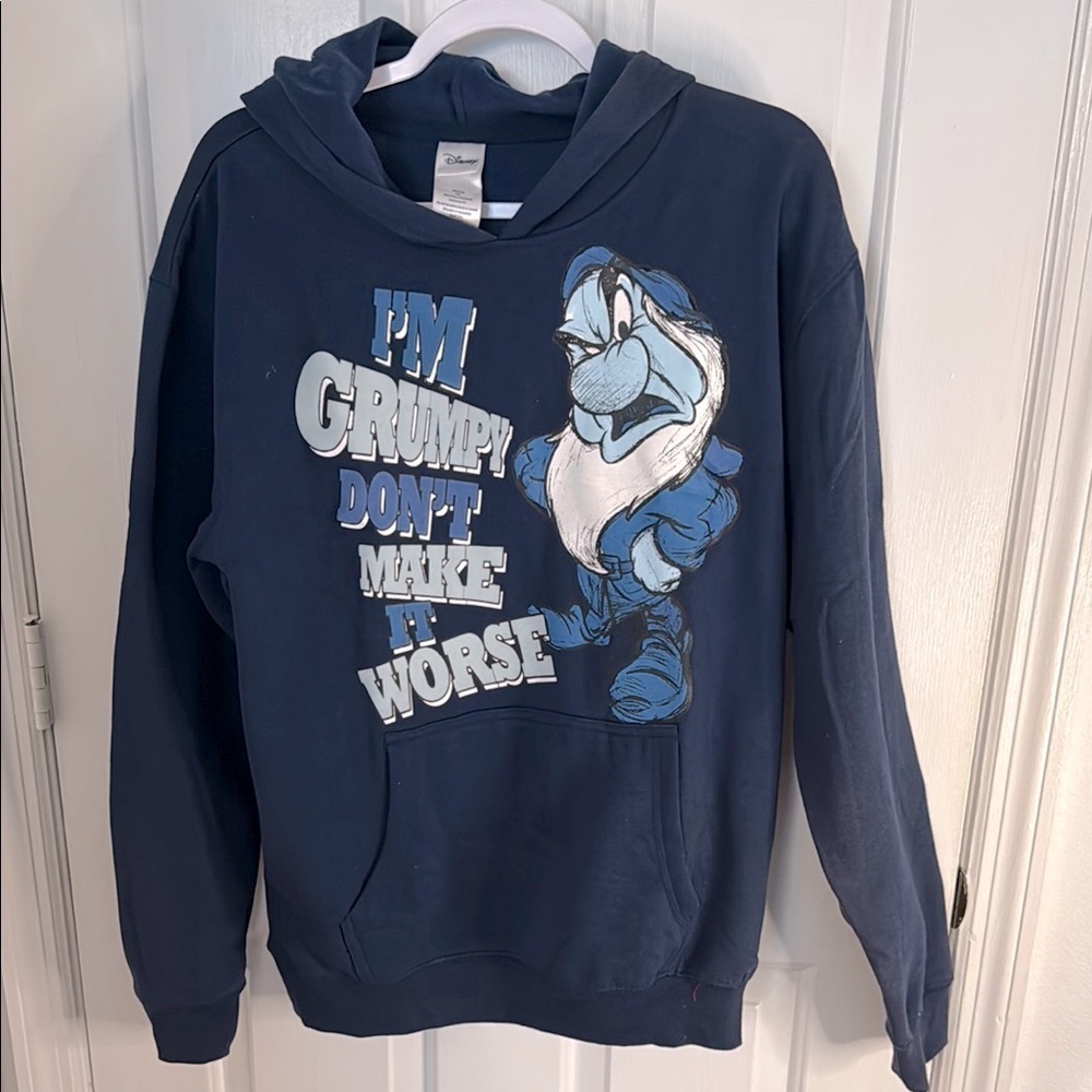 Disney Navy Blue Grumpy Hoodie - 'I'm Grumpy Don't Make It Worse'